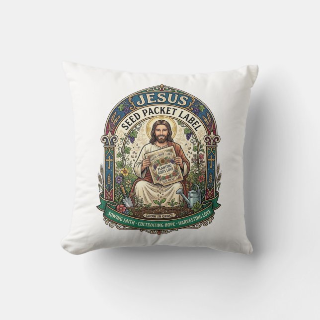 Almofada Rótulo de Pacote de Sementes Jesus Pacote de Semen (Frente)