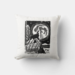 Almofada Rouco de Howling Preto e Branco no Linocut da Noit