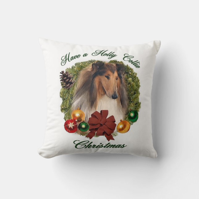 Almofada Rough Collie Christmas (Frente)