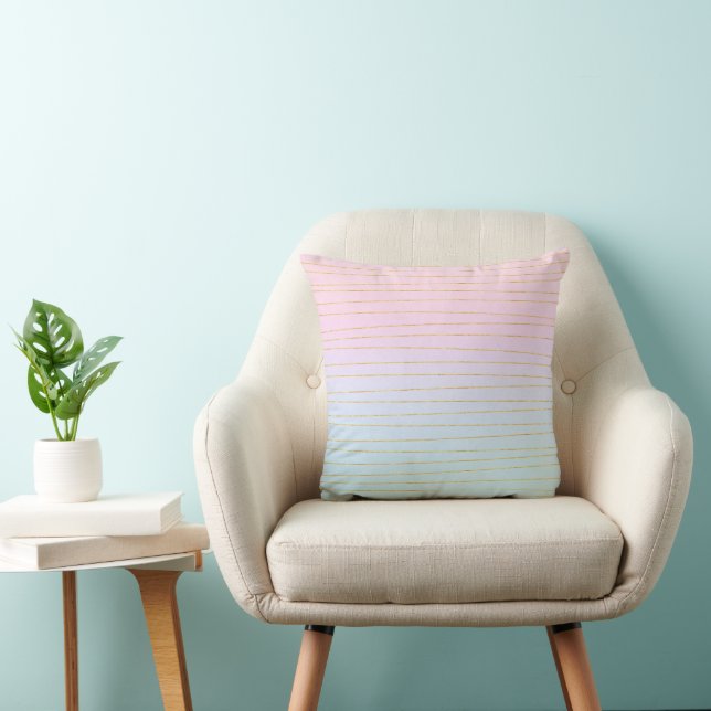 Almofada Roxo Azul Ombre com Linhas Douradas (Cadeira)