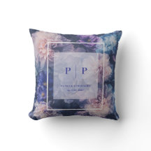 Roxo Azul Rubor Floral Aquarela Moderno Quadrado