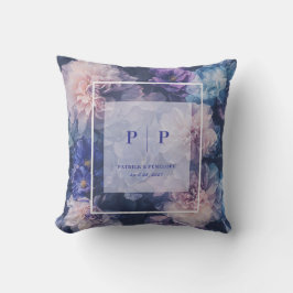 Almofada Roxo Azul Rubor Floral Aquarela Moderno Quadrado