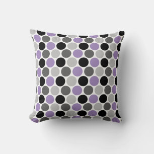 Almofada Roxo, cinza, teste padrão retro preto dos círcul