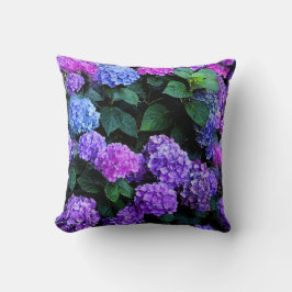 Almofada Roxo da aguarela dos Hydrangeas