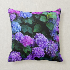 Almofada Roxo da aguarela dos Hydrangeas