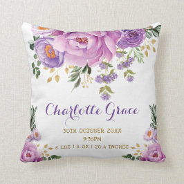 Almofada Roxo Dourado De Nascença Floral Púrpura