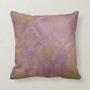 Almofada Roxo Dourado do travesseiro do damasco do Lilac do