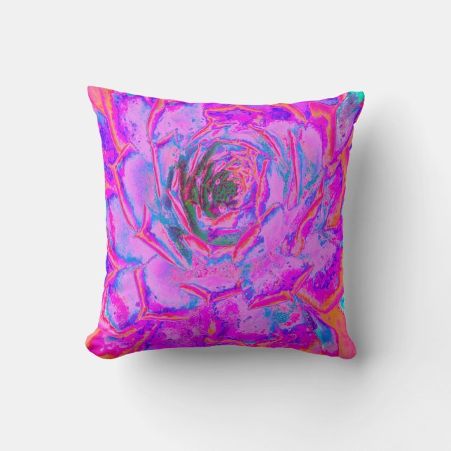 Almofada Roxo e Magenta - Sena Rosette Suculente (Frente)