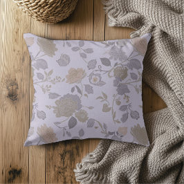 Almofada Roxo Empoeirado Lavanda Cinza Floral Moderna Casa