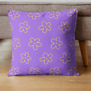 Almofada Roxo-escuro e flor amarela vibrante tropical