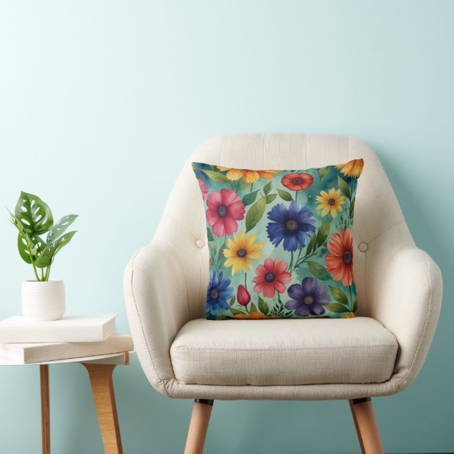 Almofada Roxo Floral Moderno  (Cadeira)