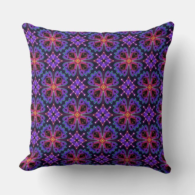 Almofada Roxo fúcsia azul do design quadrado de Jimette do (Frente)
