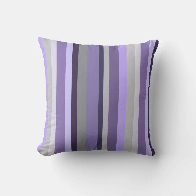 Almofada Roxo Lavanda Cinza Listras Verticais (Frente)