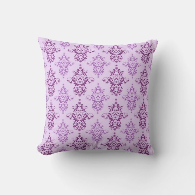 Almofada Roxo Lavanda Damask Duas Cores (Frente)
