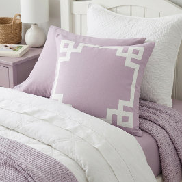 Almofada Roxo Lilás e Borda de Estilo Grego Branca