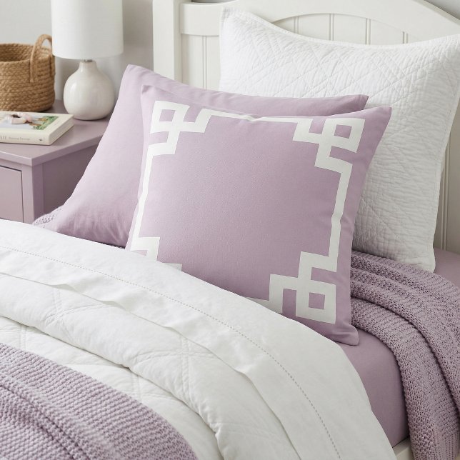 Almofada Roxo Lilás e Borda de Estilo Grego Branca (Criador carregado)