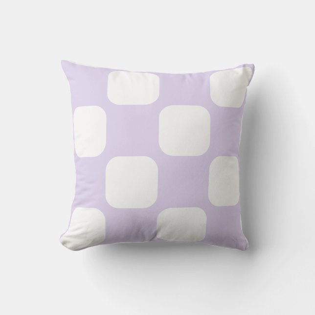 Almofada Roxo Lilás Macio e Design de Padrão Quadrado Branc (Frente)