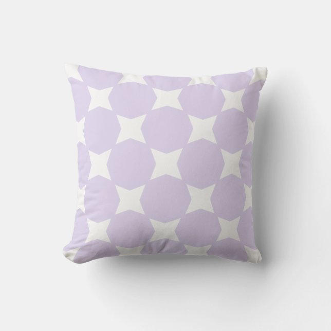 Almofada Roxo Lilás Suave e Design de Estrelas Brancas (Frente)