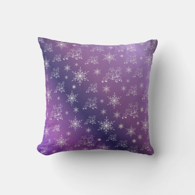 Almofada roxo,rena, estrela, estrelas, floco de neve, natal (Frente)