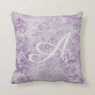 Almofada roxo rústico, chique, flores de lavanda pálidas,