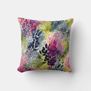 Almofada Roxo, verde aquarela abstrata