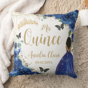 Almofada Royal Blue Floral Brown Princess Quinceañera XV