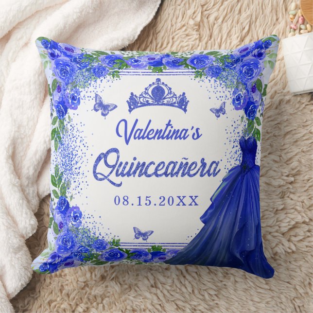 Almofada Royal Blue Glitter Frota Quinceanera (Cobertor)