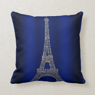 Almofada Royal Blue & Silver Torre Eiffel Paris - Glam Mode