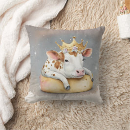Almofada Royal Cow Dreaming on Cheese Throne