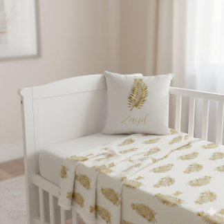 Almofada Royal Gold Palm & Crown Custom Reversible Baby Pil