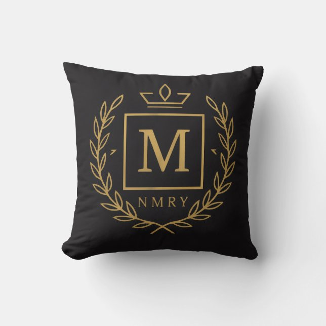 Almofada "Royal NMKY Emblem – Monogram M Crest Design" (Frente)