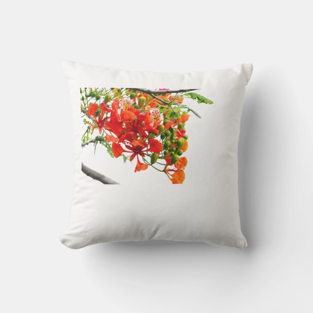 Almofada Royal Poinciana Gulmohar Floral Throw Pillow Cover (Frente)