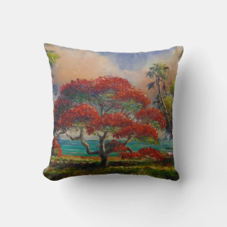 Almofada Royal Poinciana Tree & Boat por Mazz