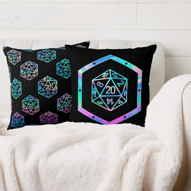 Almofada RPG Dice | Holo Fantasy Retro Tabletop PnP Gamer (Criador carregado)