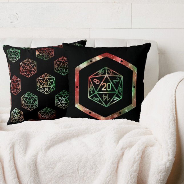 Almofada RPG Dice | XMAS Fantasy Retro Tabletop PnP Gamer (Criador carregado)
