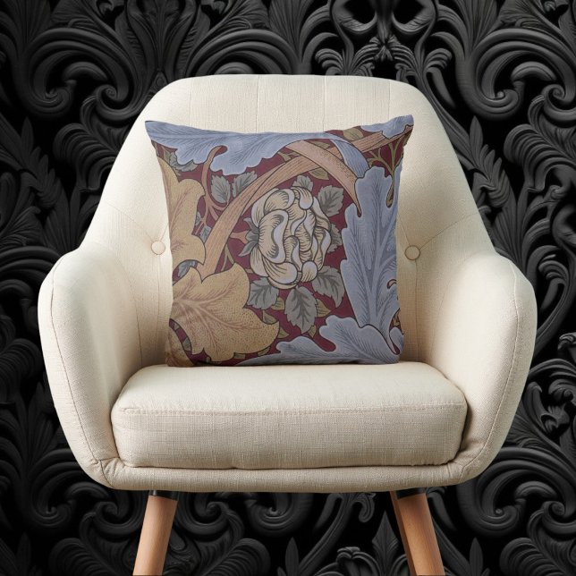 Almofada Rua James Acanthus Leaf Pattern de William Morris (St. James Acanthus Pattern by William Morris Throw Pillow)