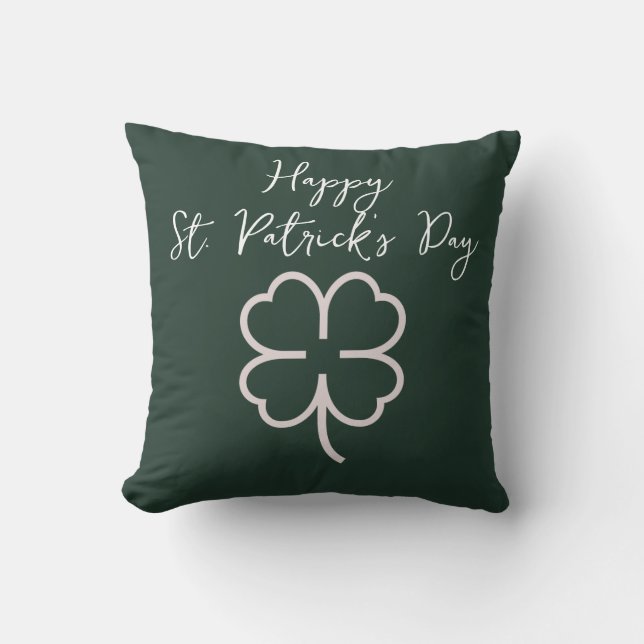 Almofada Ruas felizes. Dia de Patrick Shamrocks Simples Scr (Frente)