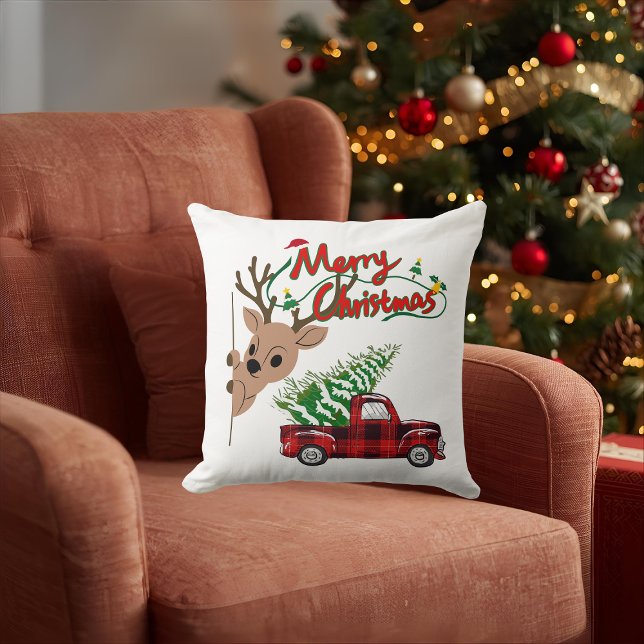 Almofada Rudolph Merry Christmas - Throw Pillow (Criador carregado)