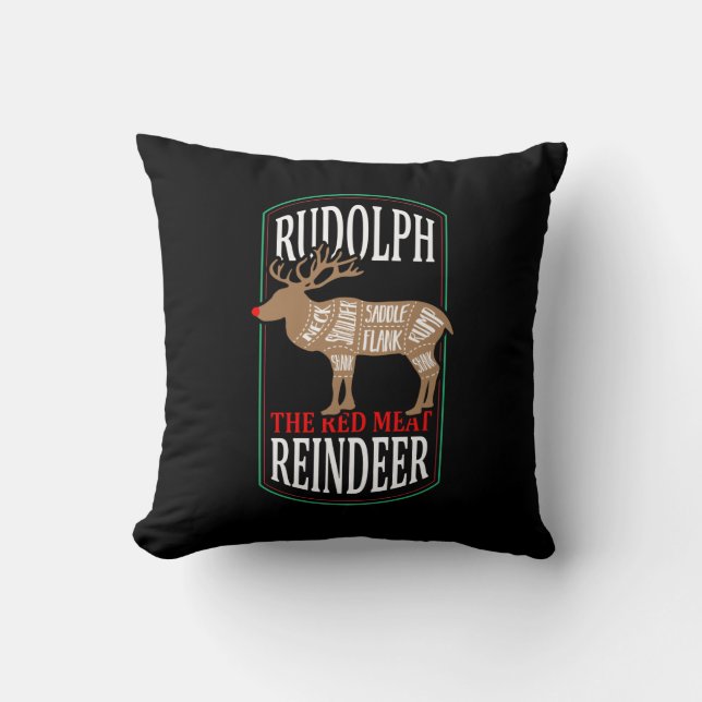 Almofada Rudolph O Travesseiro de Renas da Carne Vermelha (Frente)