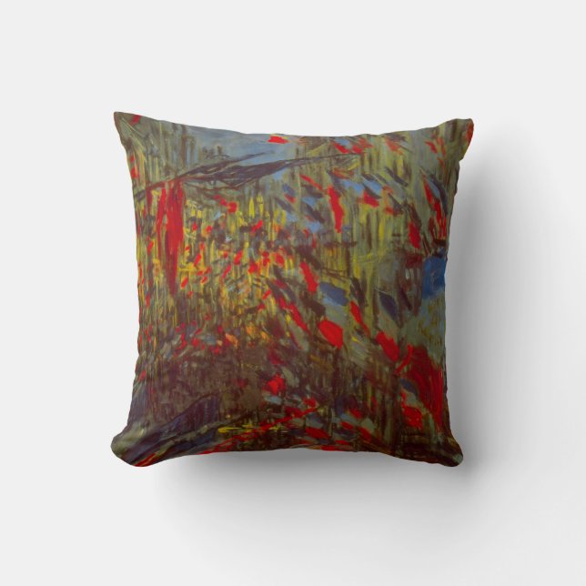 Almofada Rue Montorgueil com Bandeiras por Claude Monet (Frente)