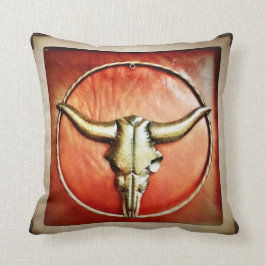 Almofada Rusk Country Bull Horns Faux Leather Design