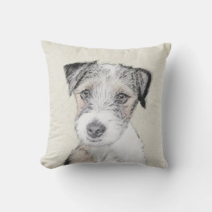 Almofada Russell Terrier Rough Painting - Arte Original de