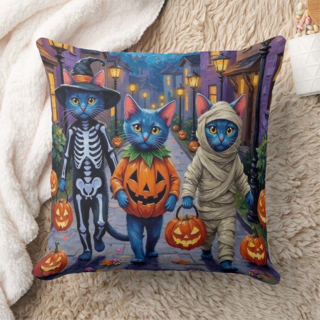 Almofada Russian Blue Cats in Halloween Costumes (Cobertor)