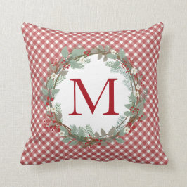 Almofada Russo Farmhouse Natal Red Gingham Inicial