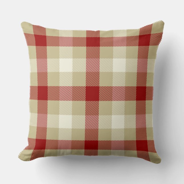 Almofada Russo gingham country farm style tartan red (Frente)