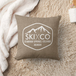 Almofada Russo Ski Mountain Steamboat Colorado Burlap