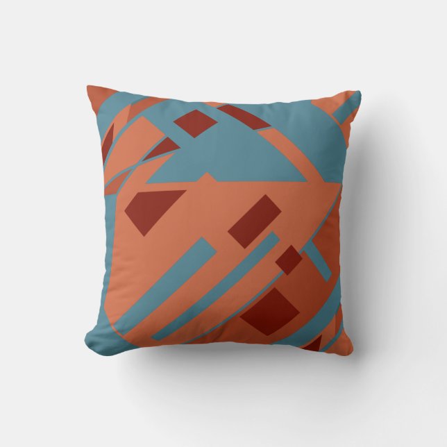 Almofada Rust Blue Terracotta Diagonal sudoeste Art (Frente)