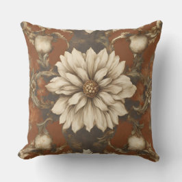 Almofada Rust Brown Cream Barroco Floral