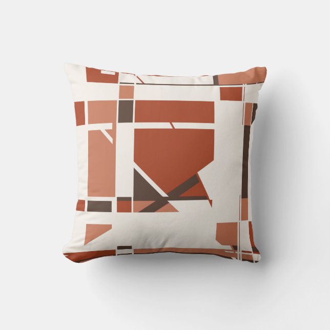 Almofada Rust Coral Brown on Off-White Art Design (Frente)