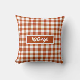 Almofada Rust Red Plaid Gingham Personalized